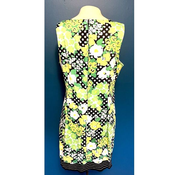Vintage dBy Ltd Dress Womens Med Green Yellow Graphic Empire Waist - Picture 7 of 16